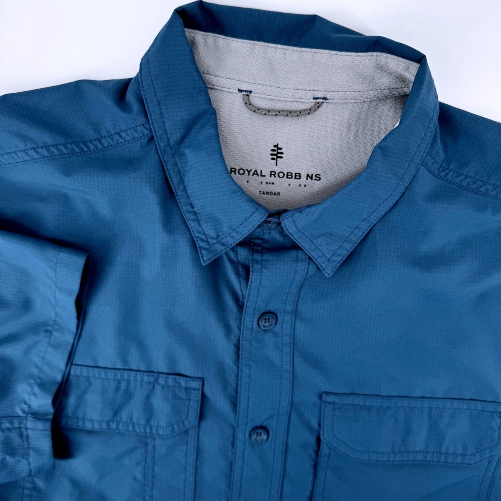 Royal Robbins Expedition Shirt Small Blue Ripstop Ventilated Hiking Travel Top